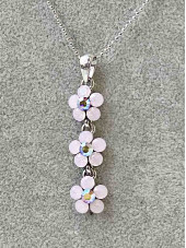 Small Daisy Pink Opal Crystal 3-Drop Necklace